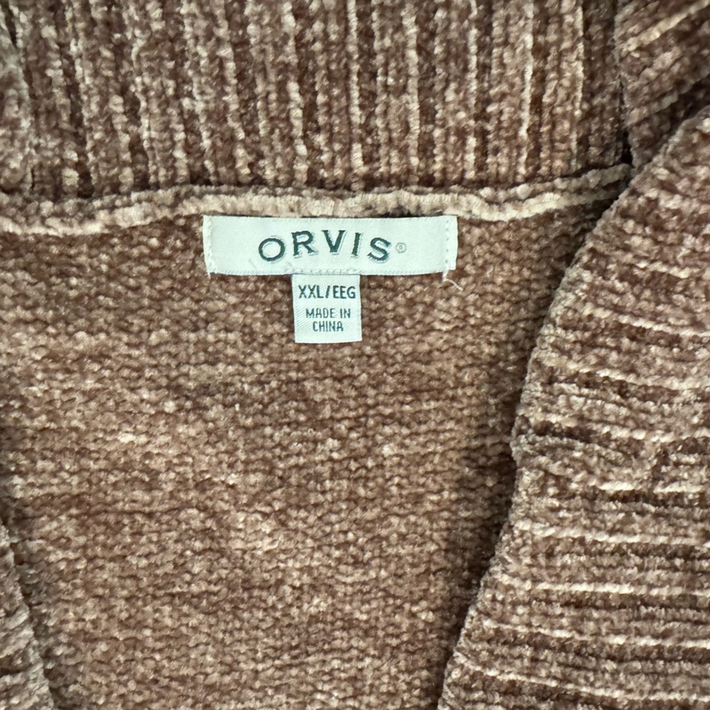 Orvis Brown Chenille Cardigan with front pockets size XXL - Picture 2 of 7